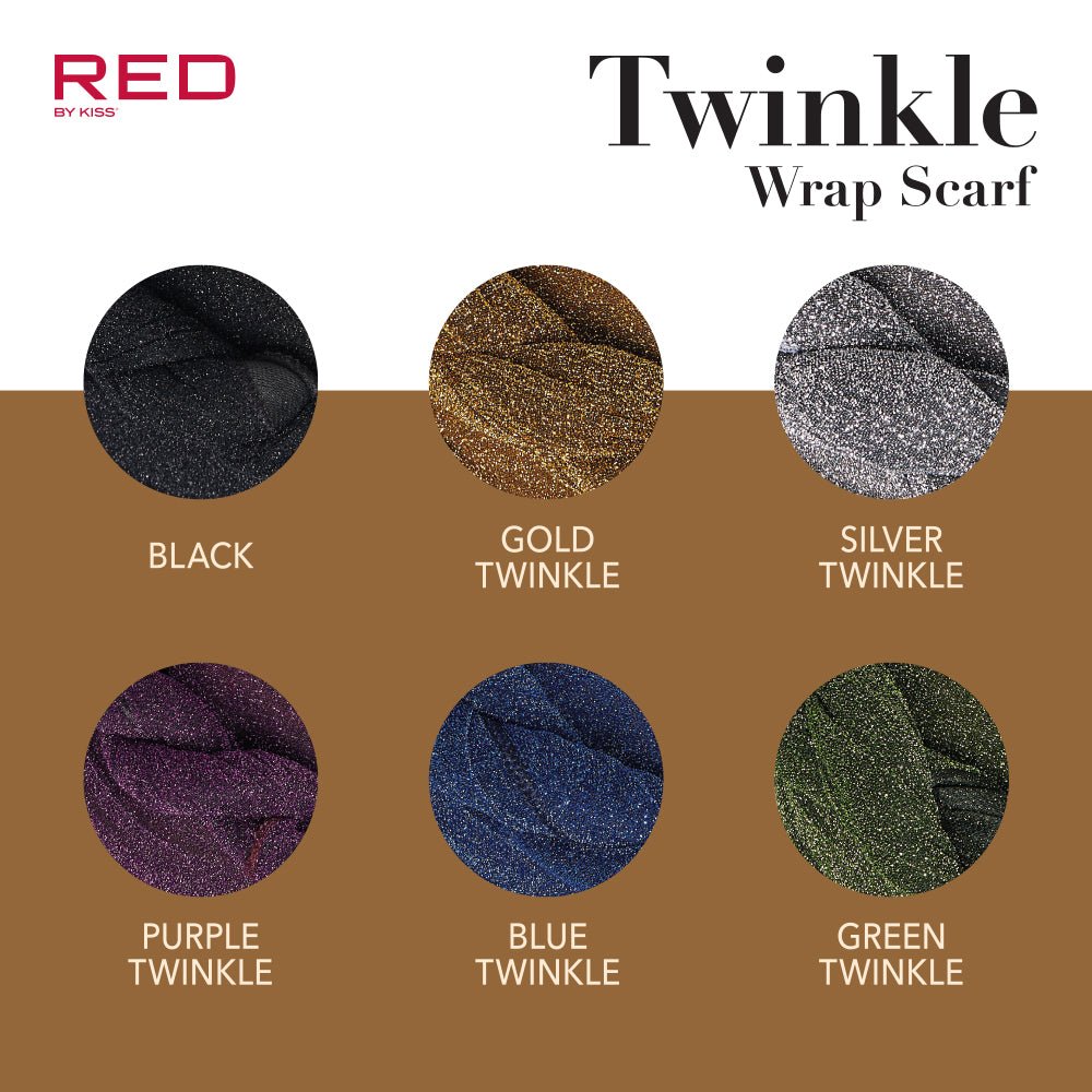 Red by Kiss Twinkle Wrap Scarf – Stretchy, Shimmery, & Shine - Ready (One Size Fits Most) - Beauty Exchange Beauty Supply