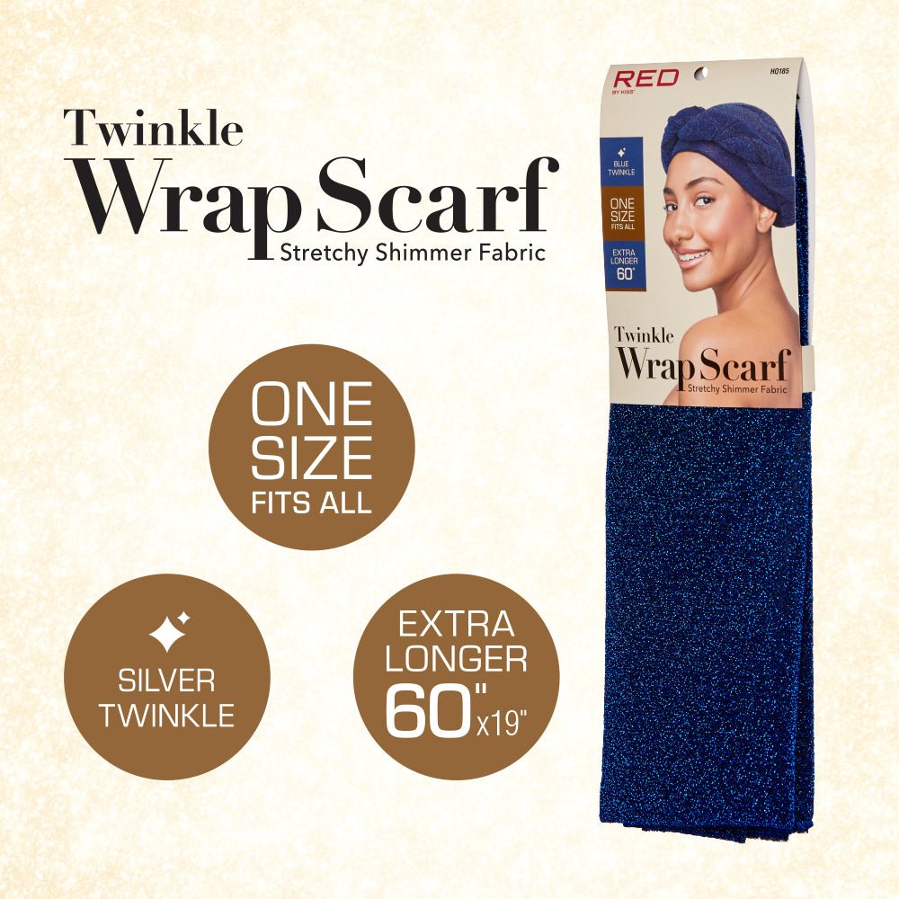 Red by Kiss Twinkle Wrap Scarf – Stretchy, Shimmery, & Shine - Ready (One Size Fits Most) - Beauty Exchange Beauty Supply