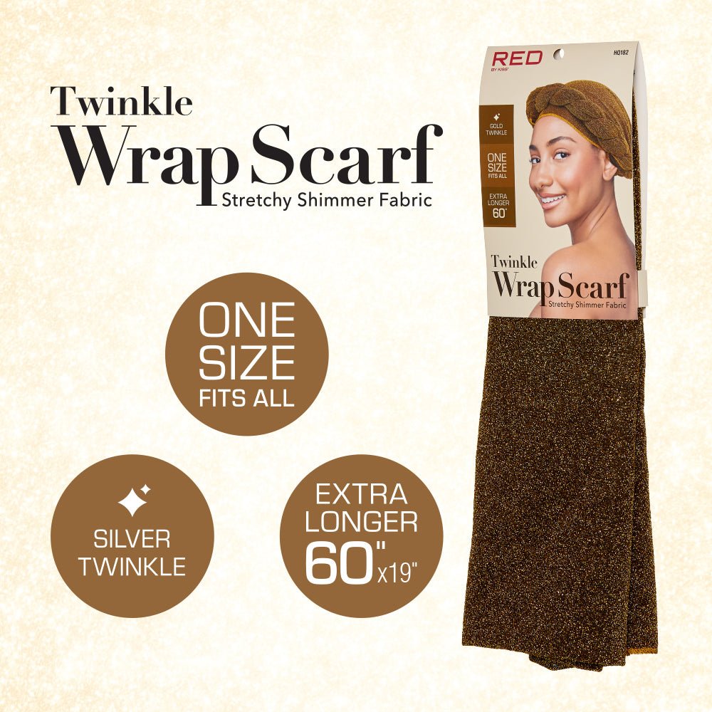 Red by Kiss Twinkle Wrap Scarf – Stretchy, Shimmery, & Shine - Ready (One Size Fits Most) - Beauty Exchange Beauty Supply