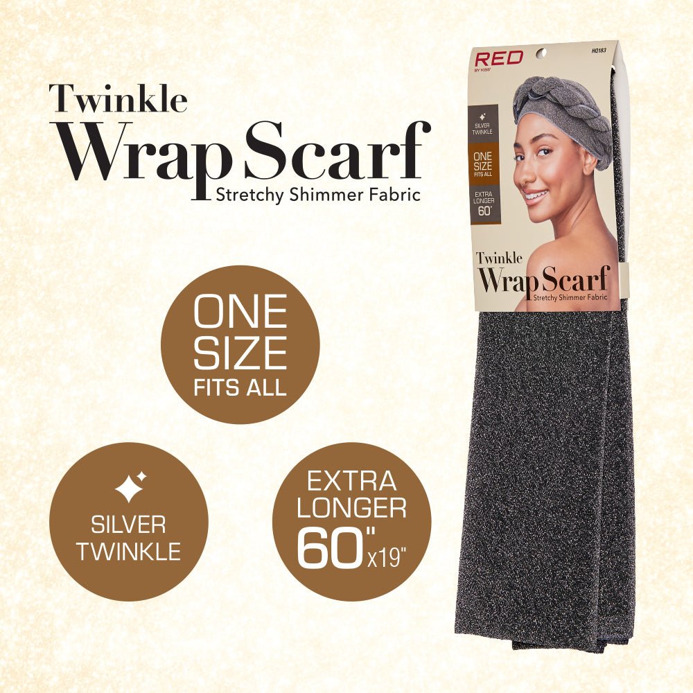 Red by Kiss Twinkle Wrap Scarf – Stretchy, Shimmery, & Shine - Ready (One Size Fits Most) - Beauty Exchange Beauty Supply