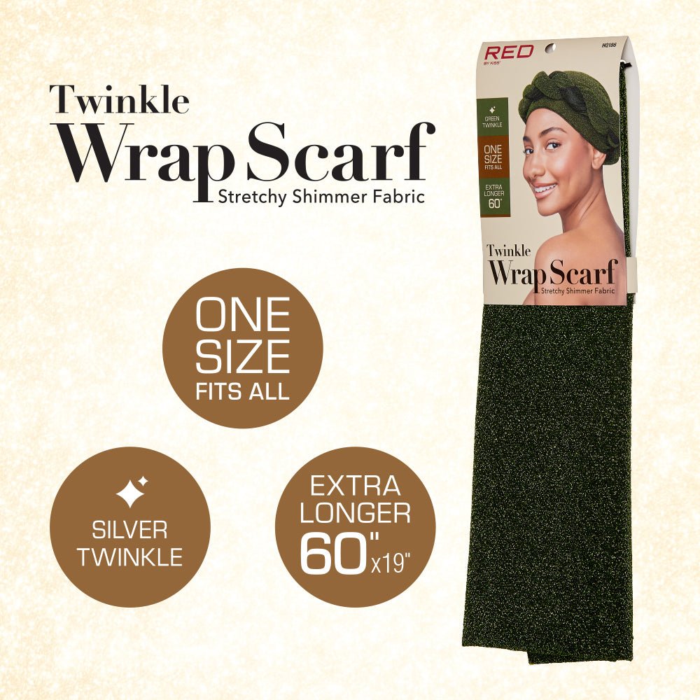 Red by Kiss Twinkle Wrap Scarf – Stretchy, Shimmery, & Shine - Ready (One Size Fits Most) - Beauty Exchange Beauty Supply