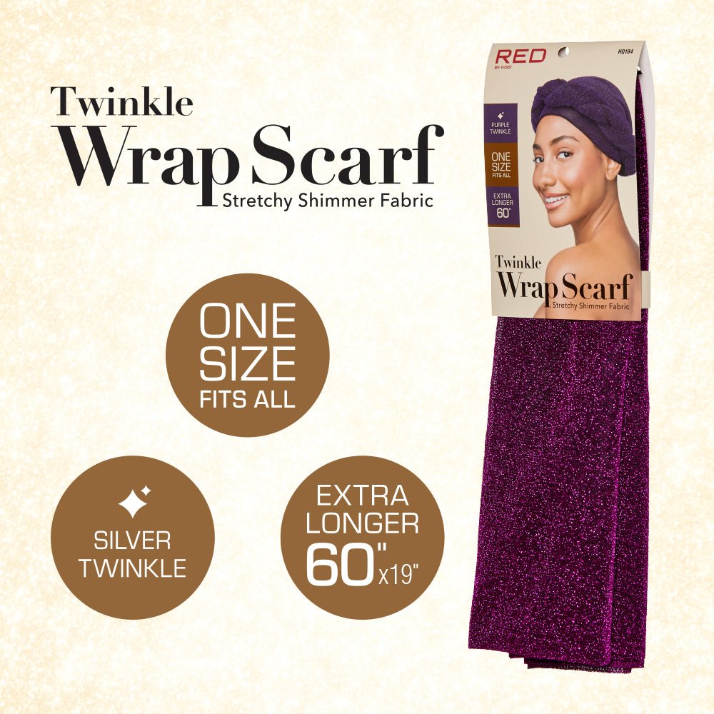 Red by Kiss Twinkle Wrap Scarf – Stretchy, Shimmery, & Shine - Ready (One Size Fits Most) - Beauty Exchange Beauty Supply