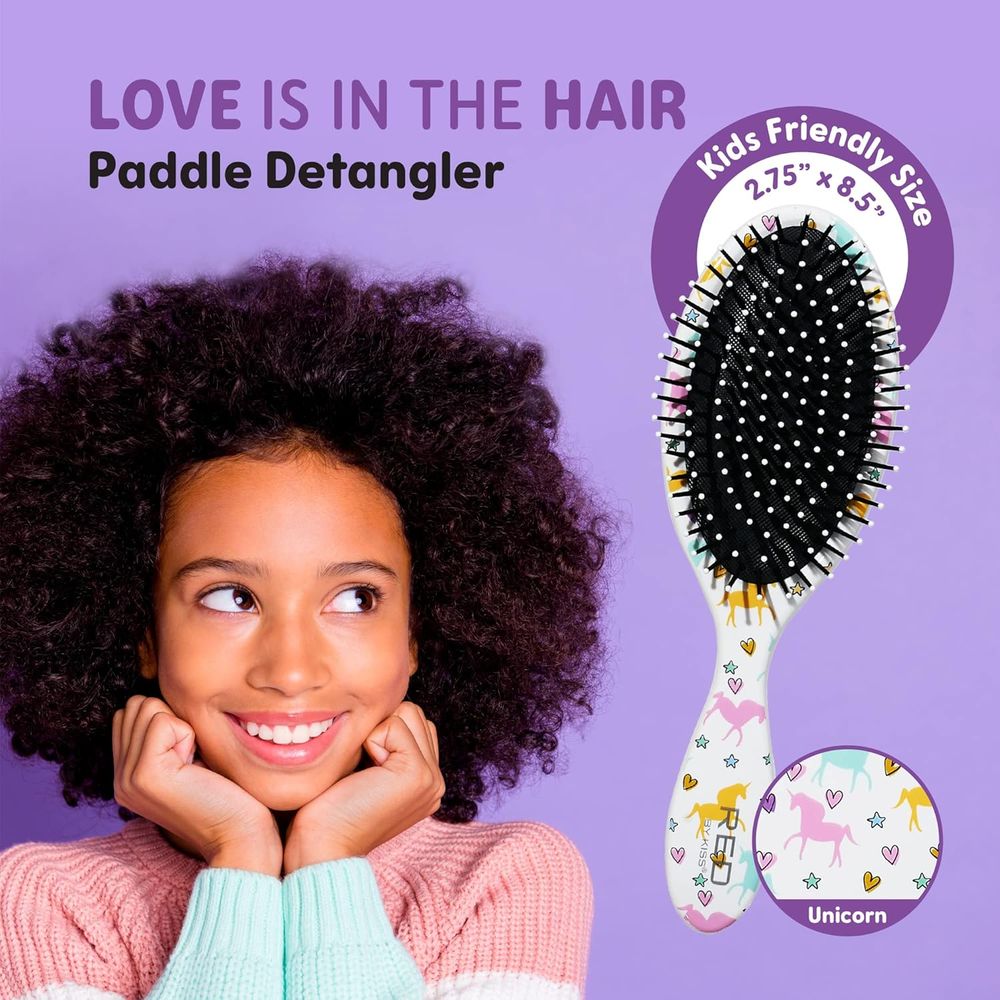 Red by Kiss Unicorn Detangler HH38 – Gentle, Colorful Detangling for All Hair Types | Size: Full - Length Paddle - Beauty Exchange Beauty Supply