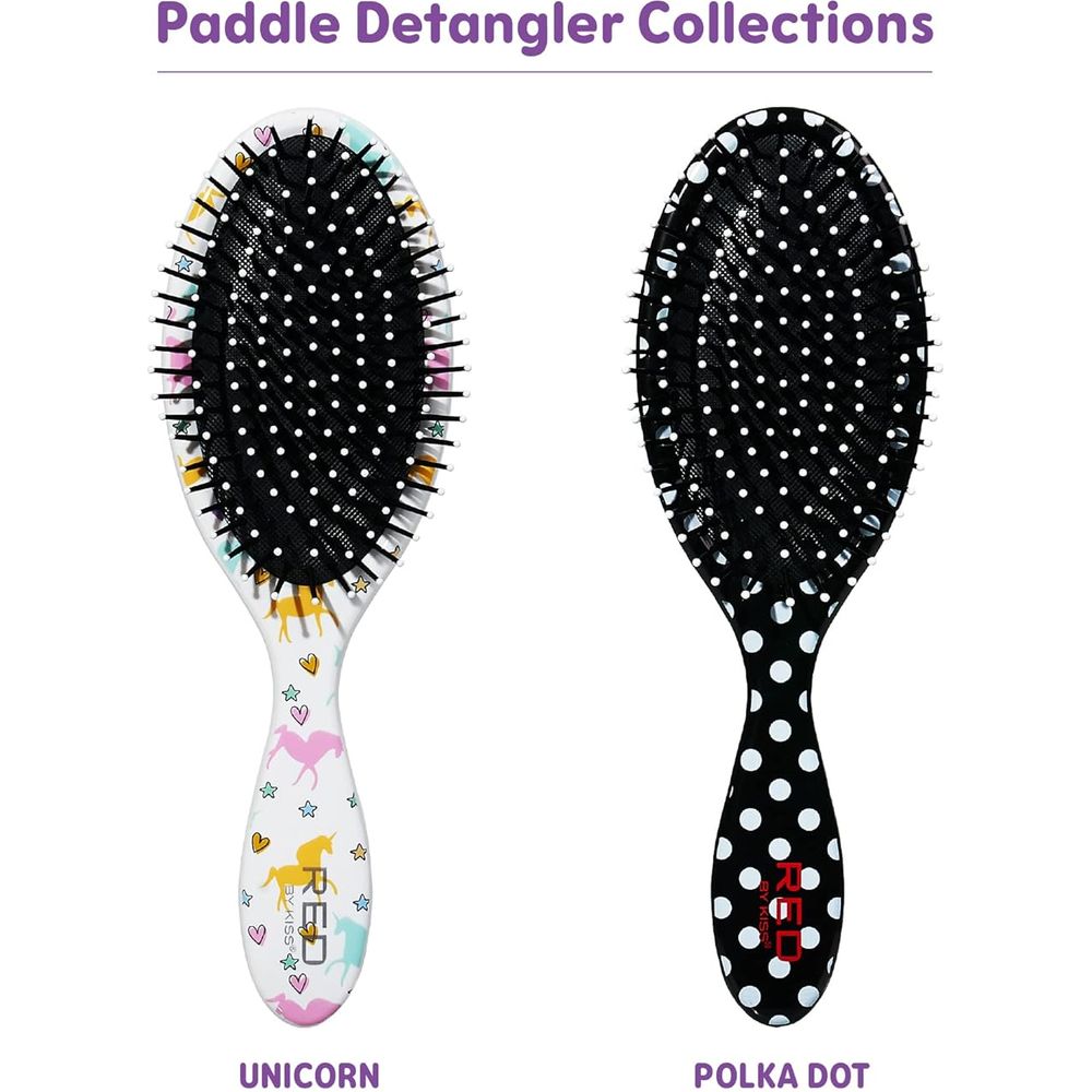 Red by Kiss Unicorn Detangler HH38 – Gentle, Colorful Detangling for All Hair Types | Size: Full - Length Paddle - Beauty Exchange Beauty Supply