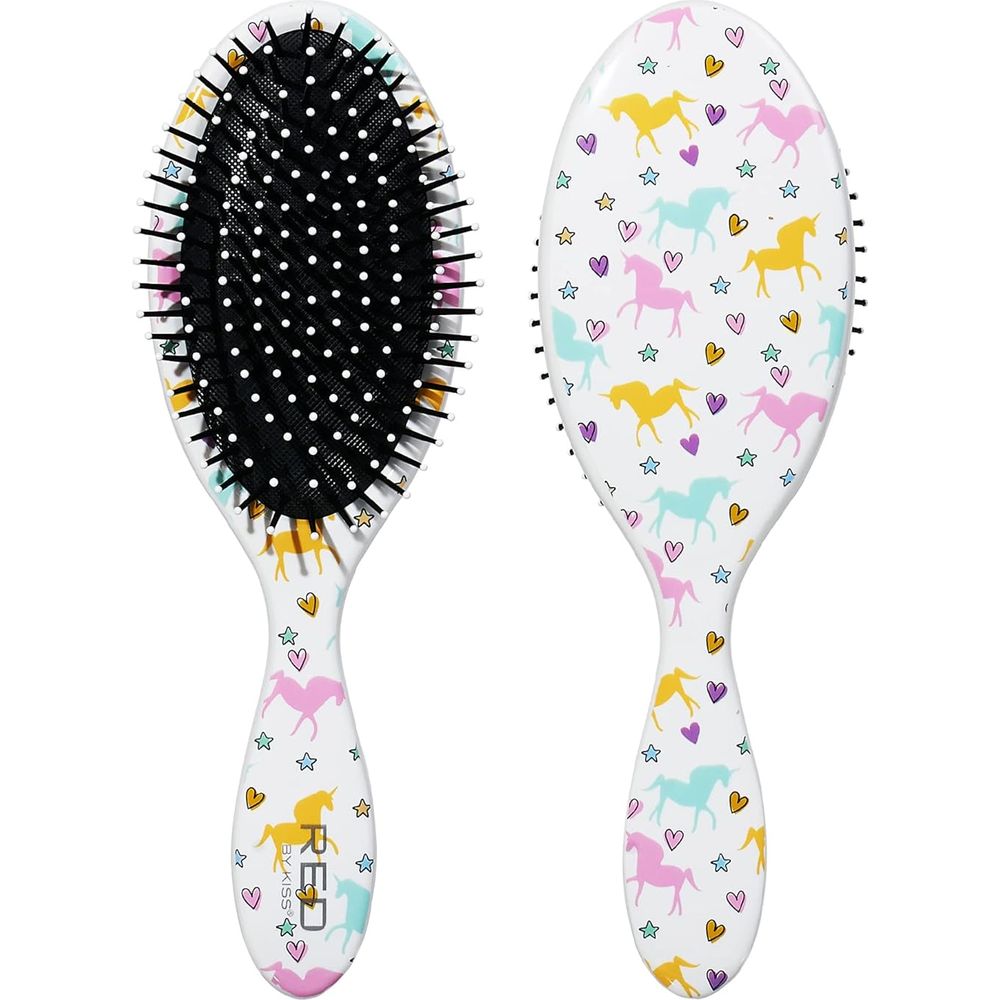 Red by Kiss Unicorn Detangler HH38 – Gentle, Colorful Detangling for All Hair Types | Size: Full - Length Paddle - Beauty Exchange Beauty Supply