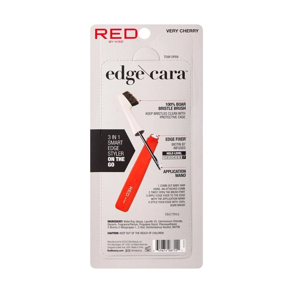 Red by Kiss Very Cherry Edge Brush + Edge Fixer โ HH105 | Dual - Sided Edge Tool with Cherry - Scented Edge Control for Flawless Hold & Style - Beauty Exchange Beauty Supply