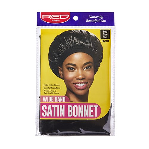 Red by Kiss Wide Band Satin Bonnet – HSA04 | Frizz - Free Sleep Cap for All Hair Types | Extra Secure Fit - Beauty Exchange Beauty Supply