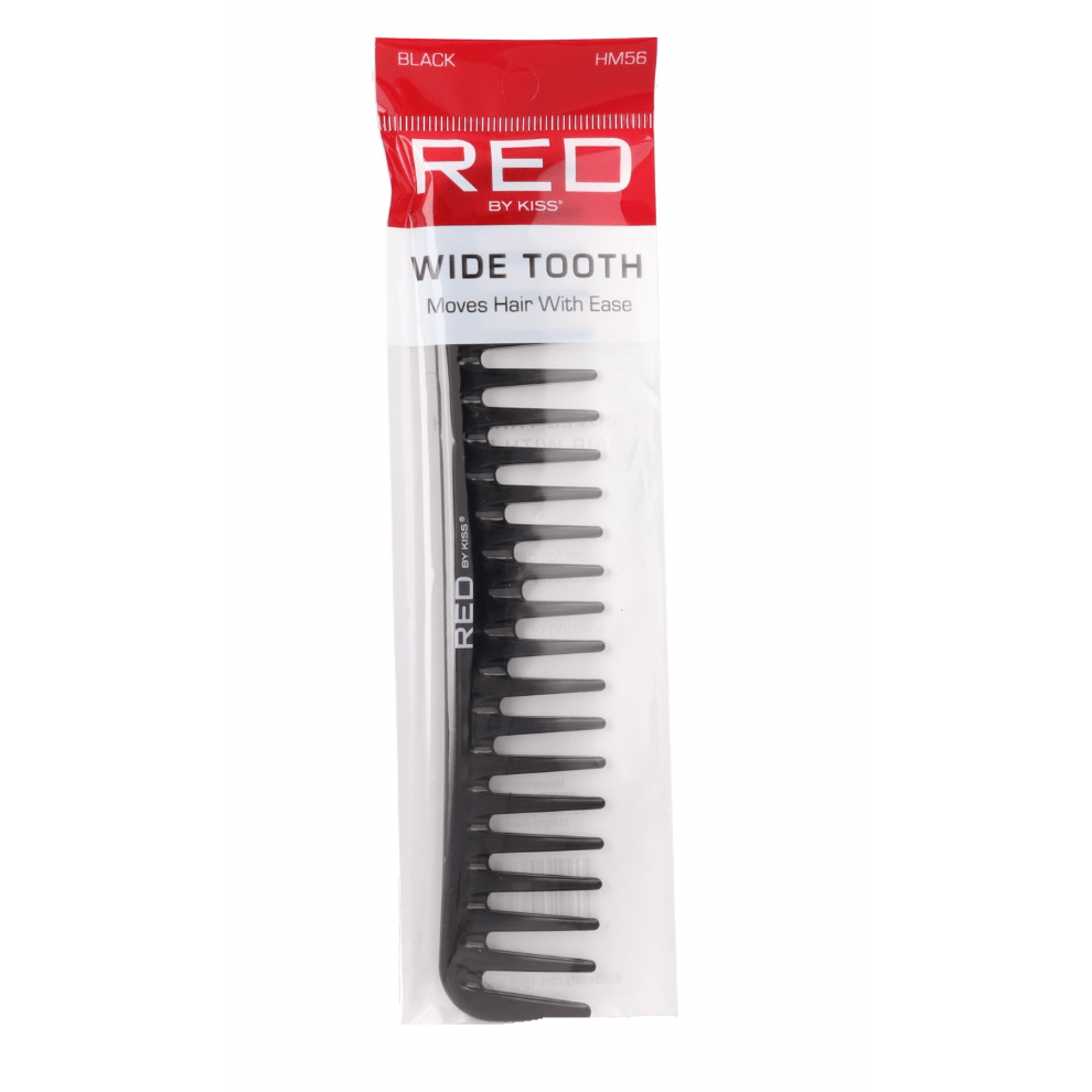 Red by Kiss Wide Tooth Comb – Black, Gentle Detangling for Thick & Curly Hair | HM56 | Minimizes Breakage, Ideal for Wet or Dry Use - Beauty Exchange Beauty Supply