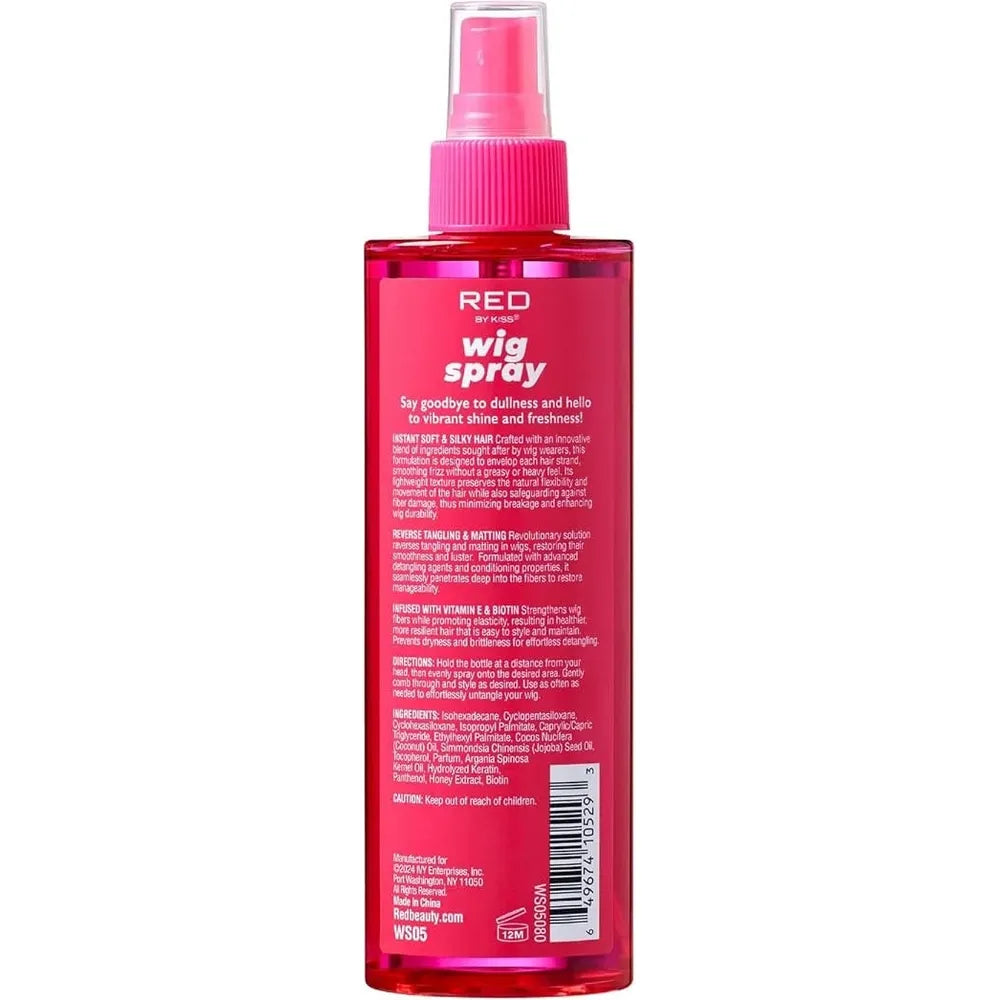 Red by Kiss Wig Spray – Extra Shine & Detangling Control for Remi, Human & Synthetic Hair, UV & Heat Protection, 8 oz - Beauty Exchange Beauty Supply