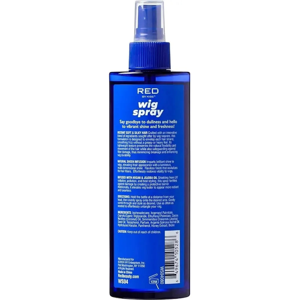 Red by Kiss Wig Spray – Extra Shine & Detangling Control for Remi, Human & Synthetic Hair, UV & Heat Protection, 8 oz - Beauty Exchange Beauty Supply