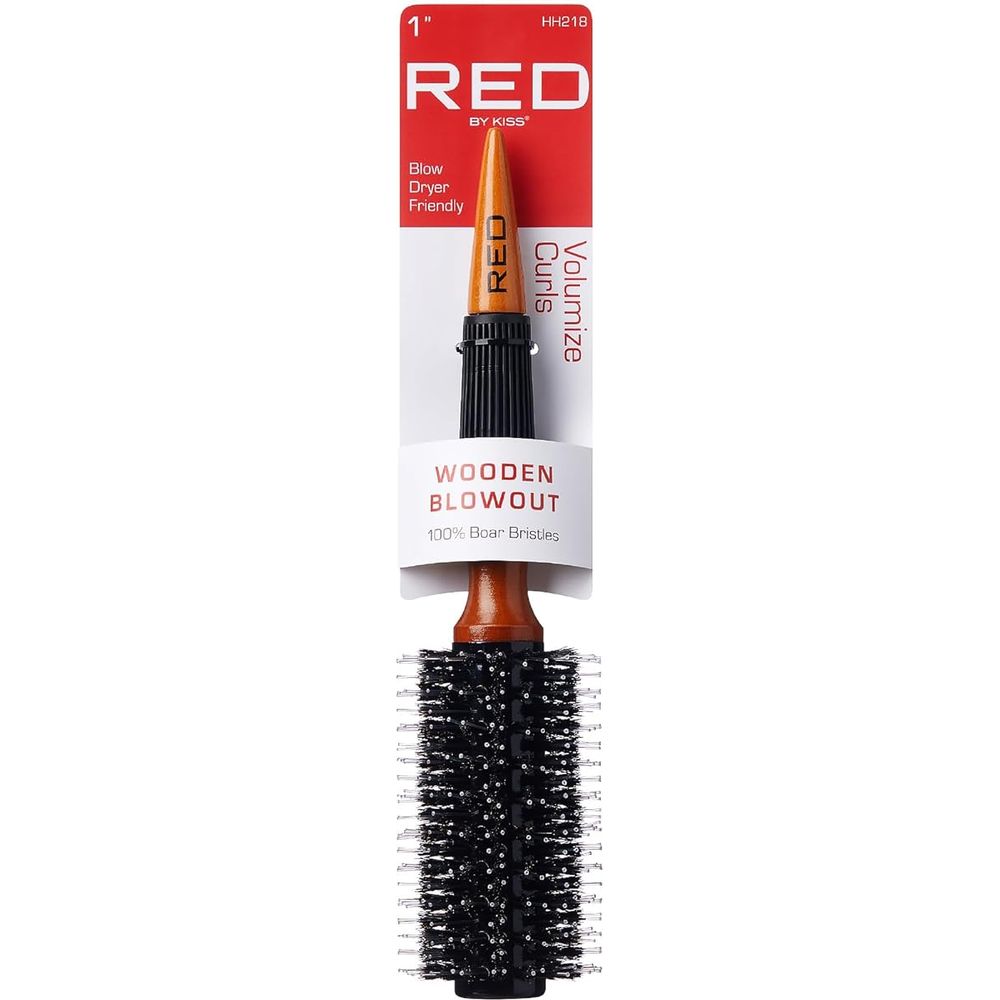 Red by Kiss Wooden Blowout 1" HH218 – Precision Styling & Voluminous Blowouts | Size: 1 - Inch Barrel - Beauty Exchange Beauty Supply