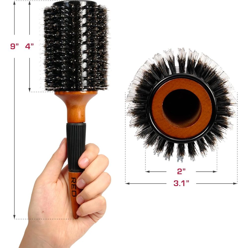 Red by Kiss Wooden Blowout Brush 2.5" HH221 – Smooth, Volumize & Shape with Every Stroke | Size: 2.5" Round Barrel - Beauty Exchange Beauty Supply