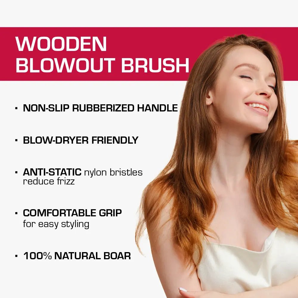 Red by Kiss Wooden Round Blowout Brush - Beauty Exchange Beauty Supply