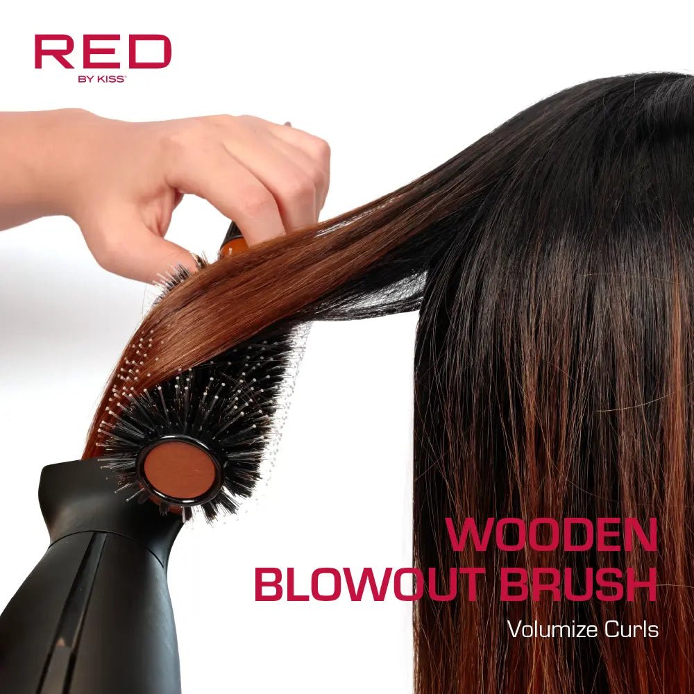 Red by Kiss Wooden Round Blowout Brush - Beauty Exchange Beauty Supply