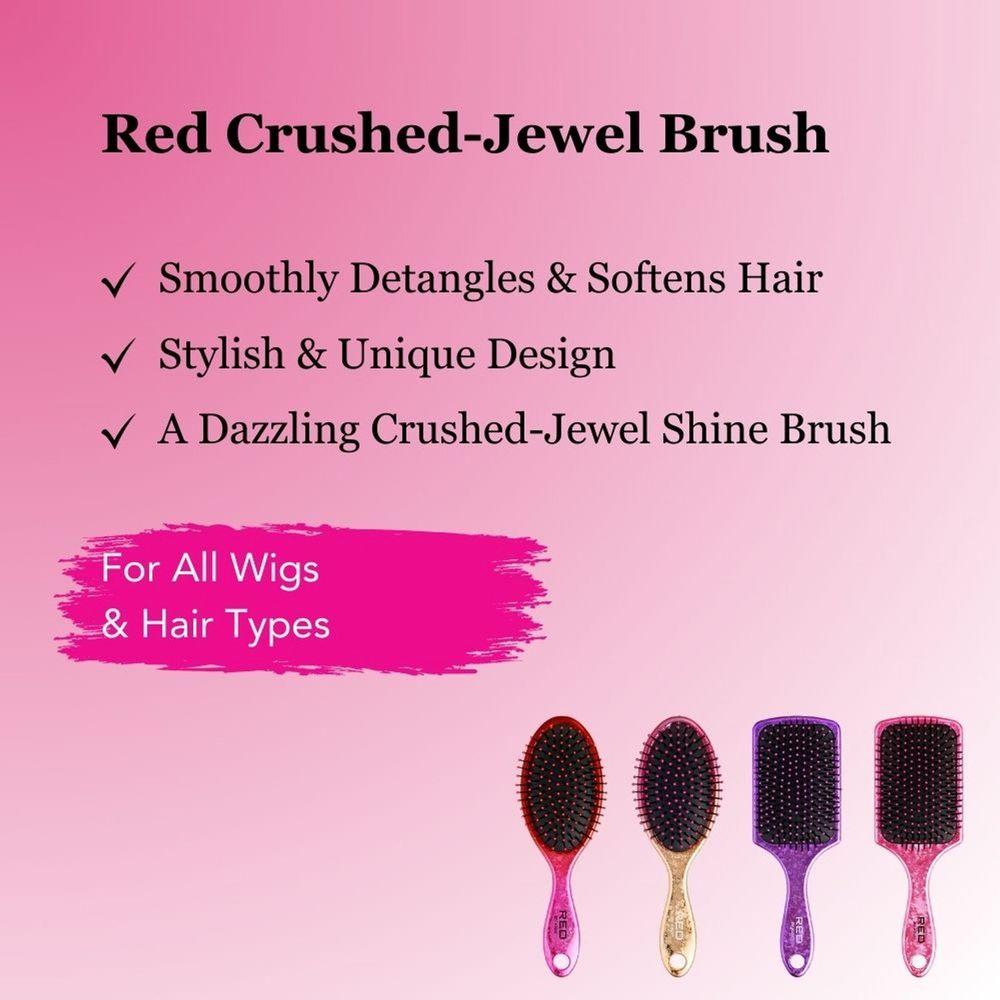 Red Crushed Jewel Hair Brush – Oval & Square HH243–HH246 - Beauty Exchange Beauty Supply