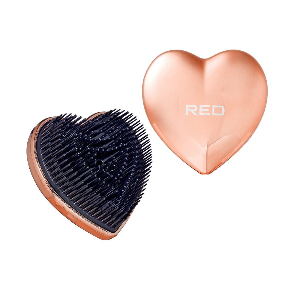 RED Heart Brush – Chrome Red & Rose Gold - Beauty Exchange Beauty Supply