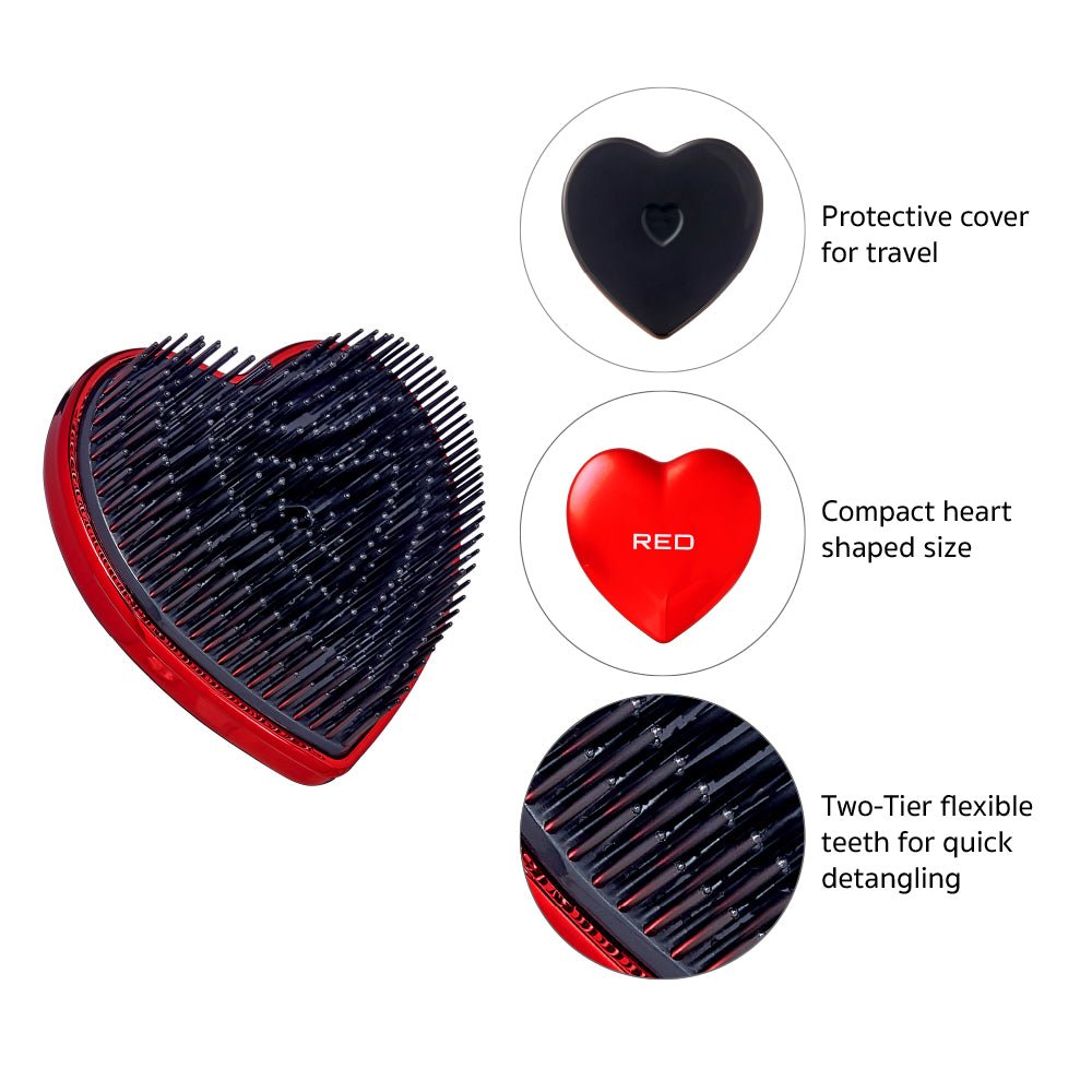 RED Heart Brush – Chrome Red & Rose Gold - Beauty Exchange Beauty Supply