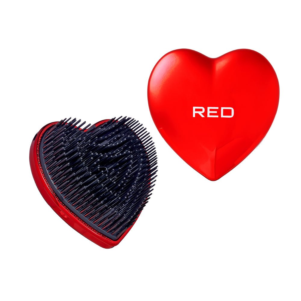 RED Heart Brush – Chrome Red & Rose Gold - Beauty Exchange Beauty Supply