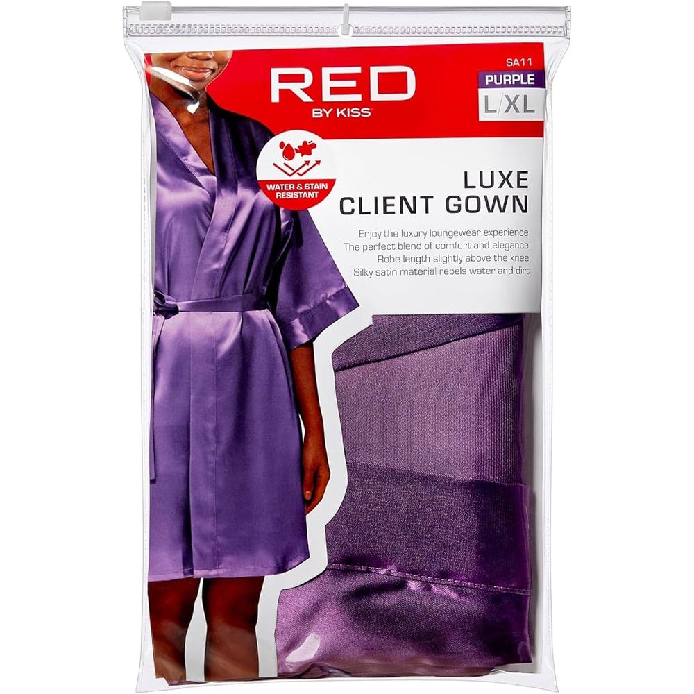 Red Luxe Client Gown – Water - Resistant, Stylish Full - Cover Salon Wear - Beauty Exchange Beauty Supply