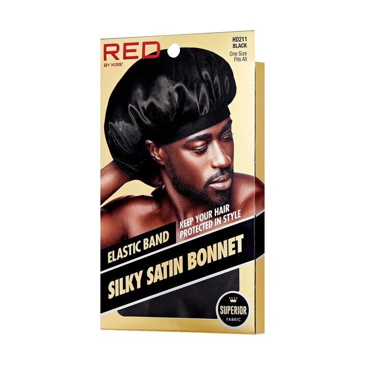RED Men’s Silky Satin Elastic Bonnet – HD211–HD212 - Beauty Exchange Beauty Supply