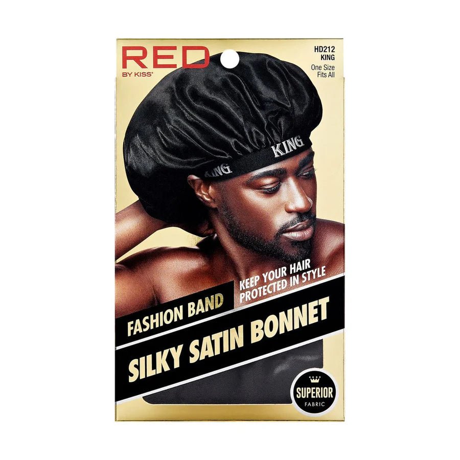 RED Men’s Silky Satin Elastic Bonnet – HD211–HD212 - Beauty Exchange Beauty Supply