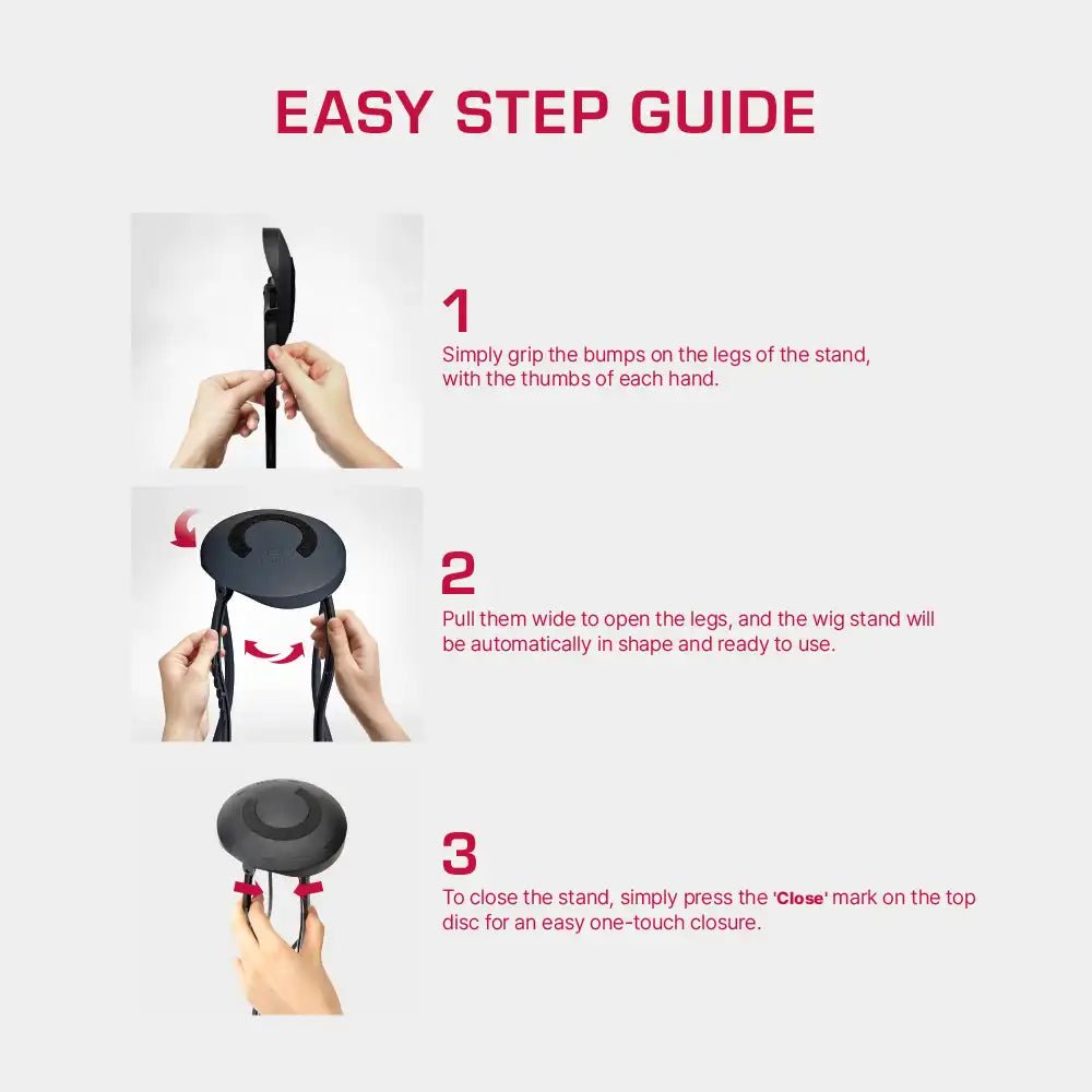 RED One Touch Foldable Wig Stand โ MH06 - Beauty Exchange Beauty Supply