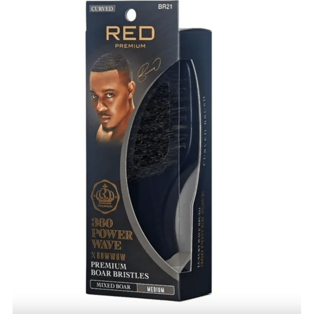 RED Premium 360 Power Wave Brush BR21 – Curved Medium Bristle Brush for Smooth, Defined Waves - Beauty Exchange Beauty Supply