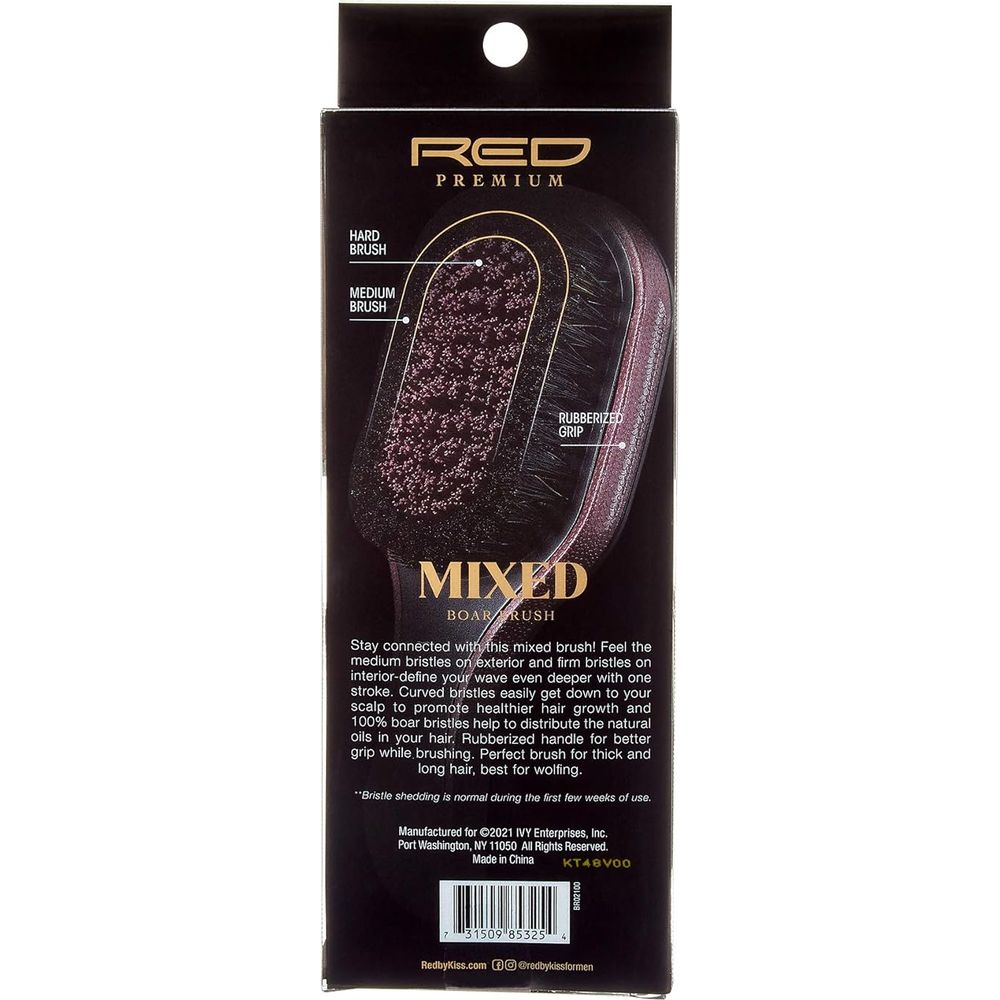 RED Premium Curved 360 Power BR - 02 โ 2 Bristles in 1 Body Mixed Club Boar Brush X Bow Wow (Medium & Hard Bristles) - Beauty Exchange Beauty Supply
