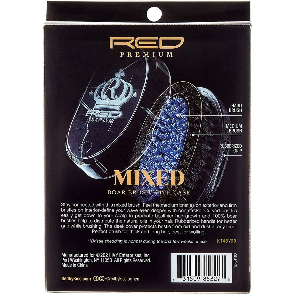 RED Premium Curved 360 Power Wave Brush Br04 – 2 Bristles in 1 (Mixed Bristles) for Perfect 360 Waves - Beauty Exchange Beauty Supply