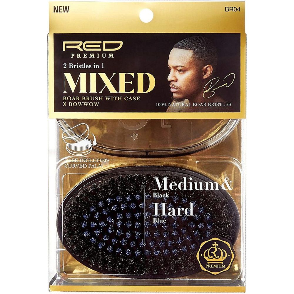 RED Premium Curved 360 Power Wave Brush Br04 – 2 Bristles in 1 (Mixed Bristles) for Perfect 360 Waves - Beauty Exchange Beauty Supply