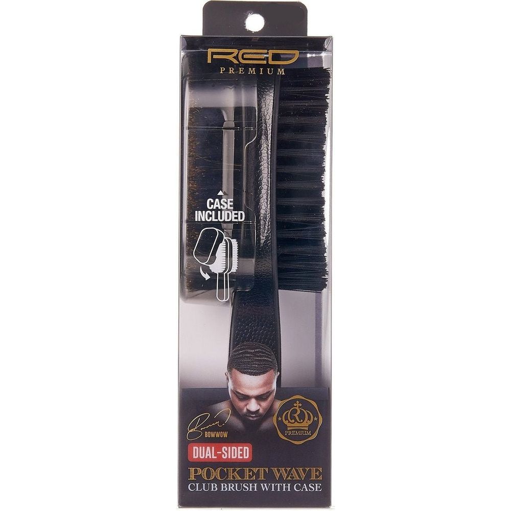 RED Premium Dual Sided Pocket Wave Palm Brush with Case BR35 – Travel - Friendly Brush for Sharp 360 Waves - Beauty Exchange Beauty Supply
