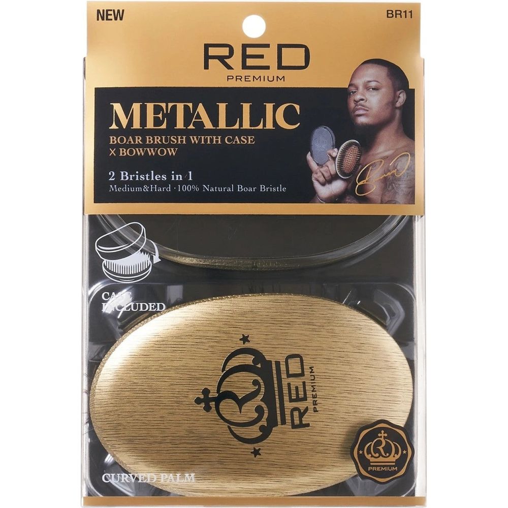 RED Premium Metallic Boar Brush โ 2 Bristles in 1 BR 11 for Superior Wave Definition - Beauty Exchange Beauty Supply