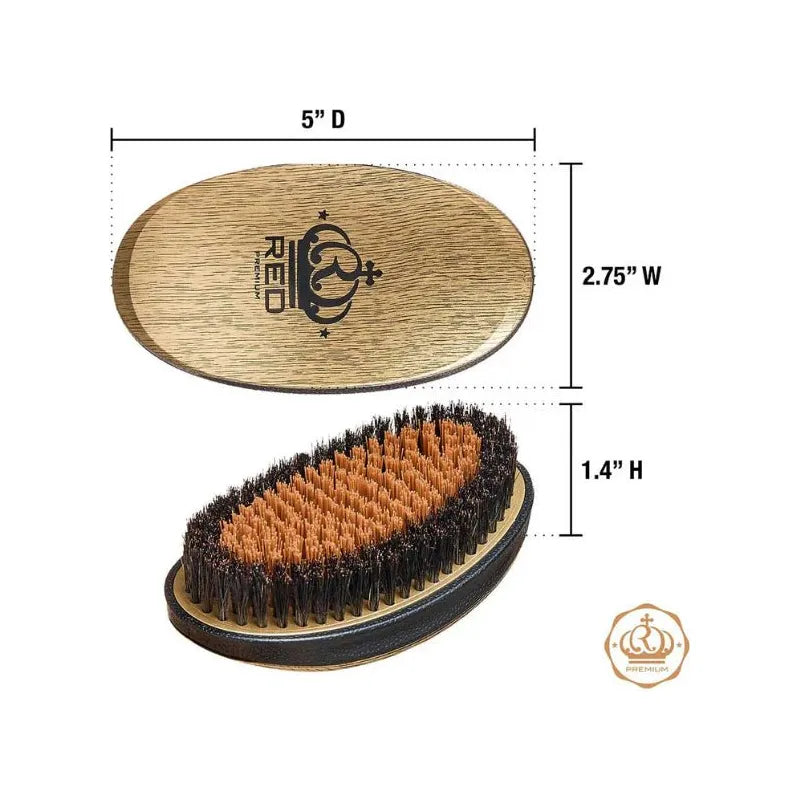 RED Premium Metallic Boar Brush – 2 Bristles in 1 BR08 for Defined 360 Waves - Beauty Exchange Beauty Supply