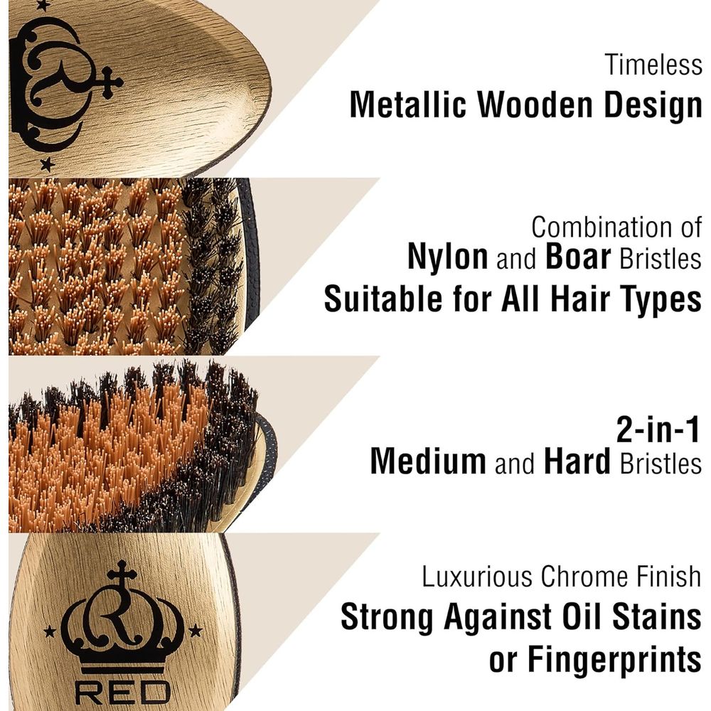 RED Premium Metallic Boar Brush – 2 Bristles in 1 BR10 for Perfect Wave Definition - Beauty Exchange Beauty Supply