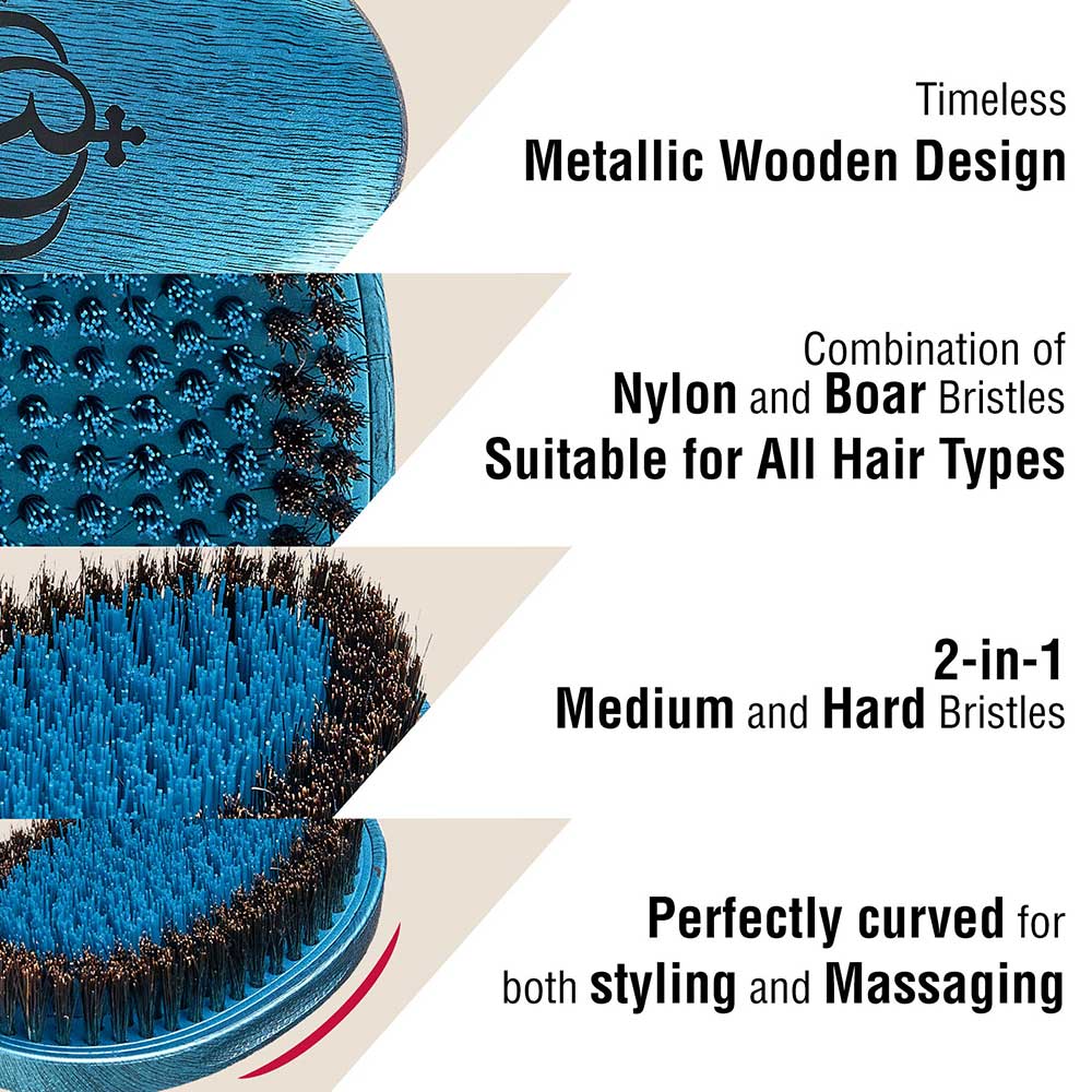 RED Premium Metallic Boar Brush โ 2 Bristles in 1 BR12 for Ultimate Wave Definition - Beauty Exchange Beauty Supply