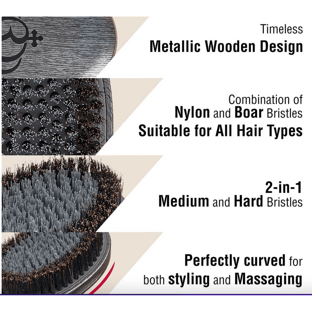 RED Premium Metallic Boar Brush โ 2 Bristles in 1 BR13 for Maximum Wave Definition - Beauty Exchange Beauty Supply