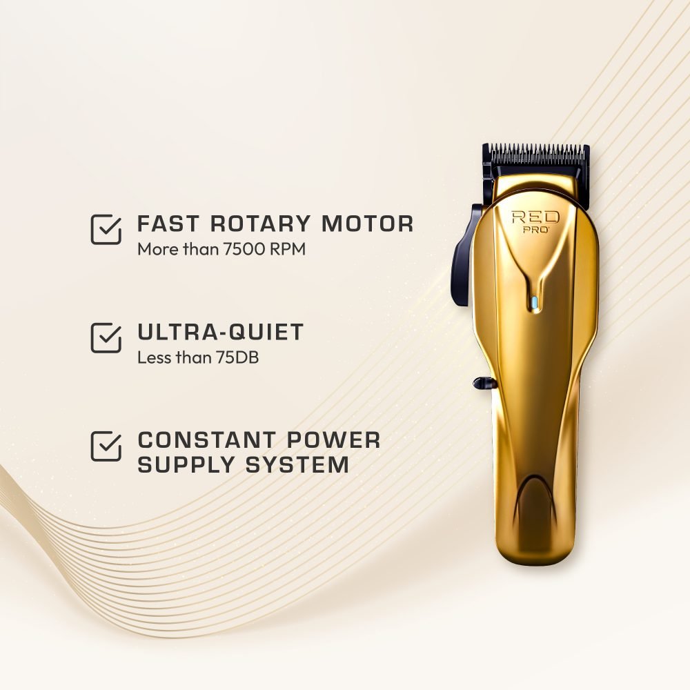Red Pro Cordless Clipper – Matte Gold / Black - Beauty Exchange Beauty Supply