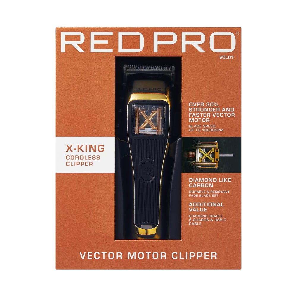 RED PRO Vector Cordless Hair Clipper – Gold & Black - Beauty Exchange Beauty Supply