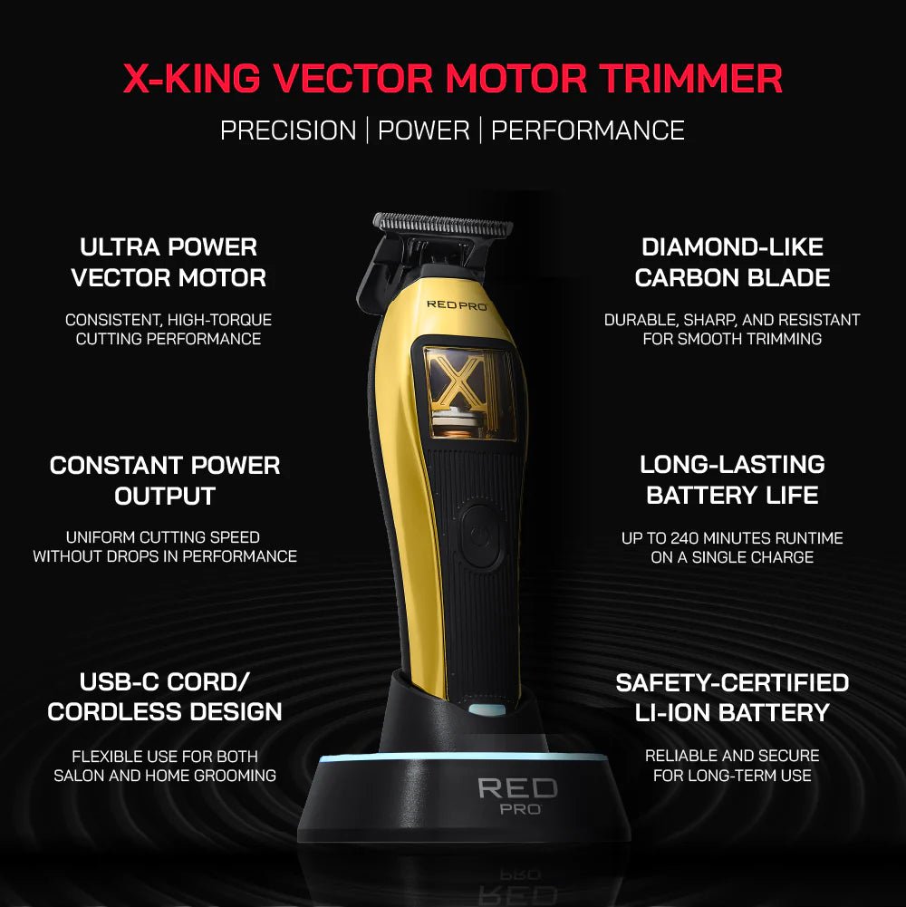 Red PRO X - King Vector Motor Cordless Trimmer - Beauty Exchange Beauty Supply