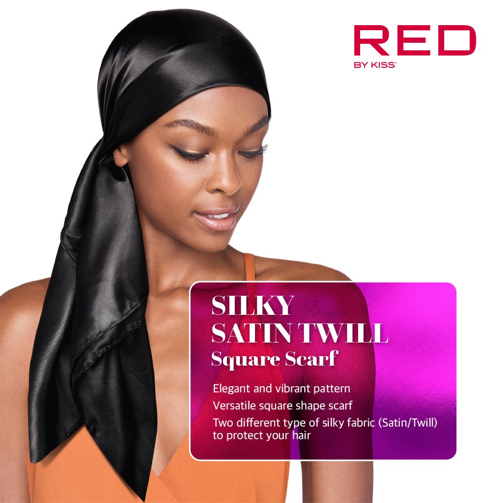 RED Woven Silky Satin Square Scarf - Beauty Exchange Beauty Supply