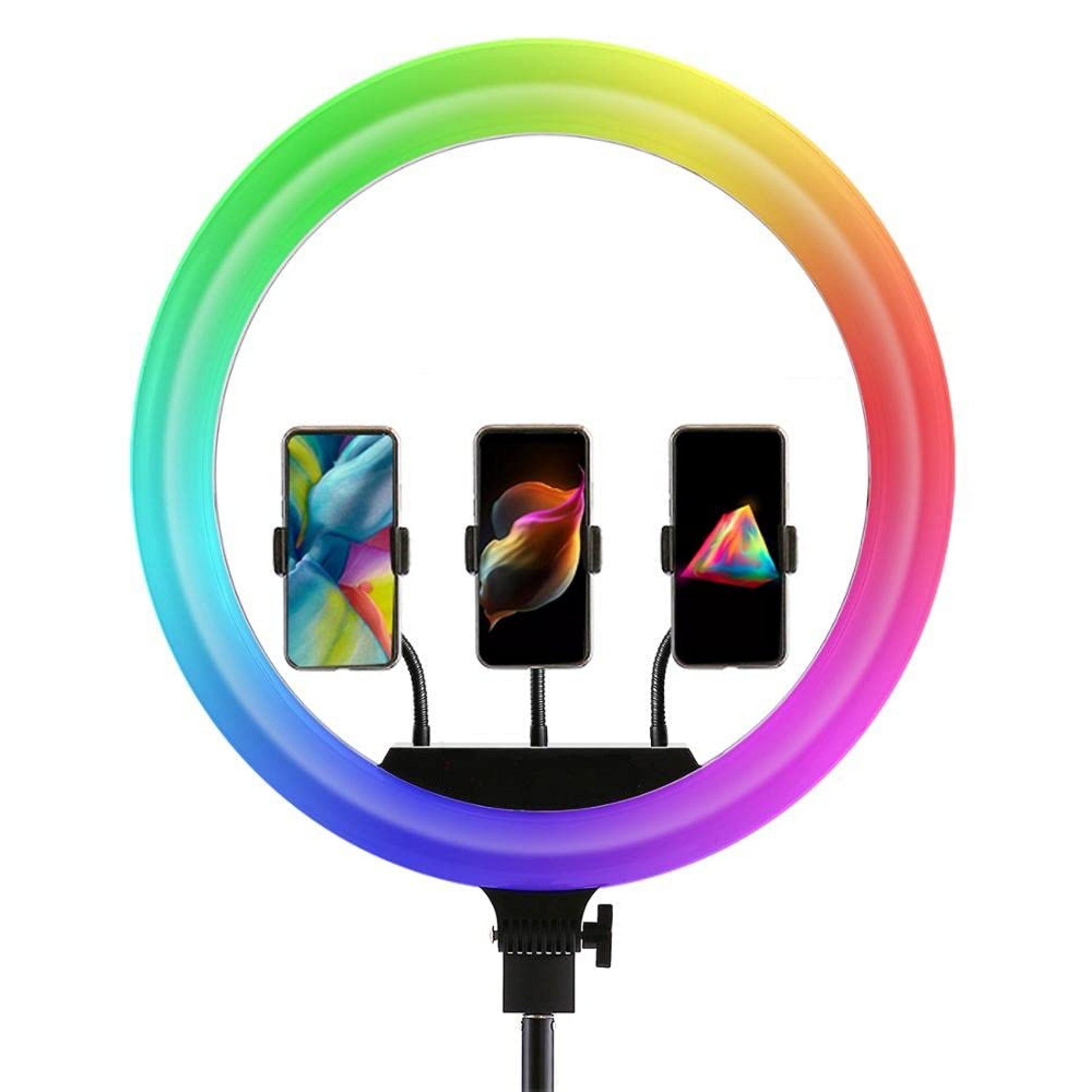 RGB Selfie Ring Light Studio Kit with Tripod - 3 Phone Mount - Beauty Exchange Beauty Supply