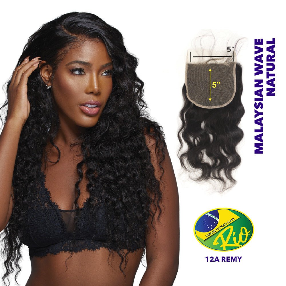 Rio Virgin Hair Malaysian Wave Closure - Natural Color 5x5