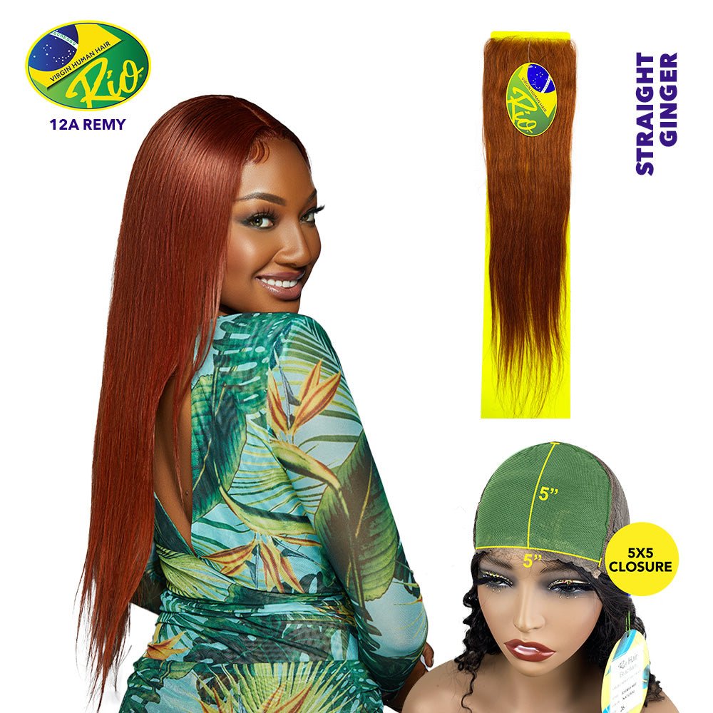 ＲINGO（感謝）/5 Rio Virgin Hair Closure - Ginger Straight 5x5