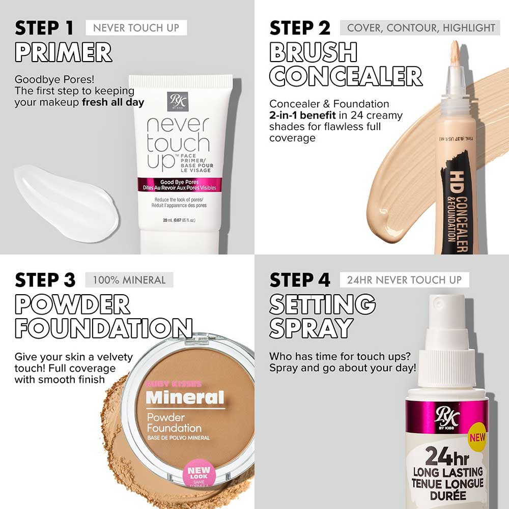 Ruby Kisses 100% Mineral Powder Foundation – Add Velvety Touch | 8 Rich Shades - Beauty Exchange Beauty Supply