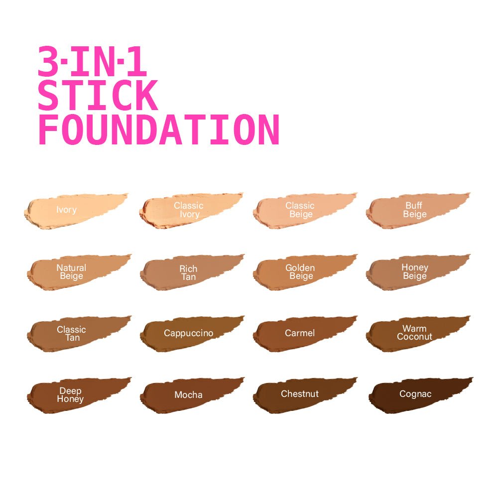 Ruby Kisses 3 - in - 1 Stick Foundation – Foundation, Concealer & Contour In One! | 9.1g / 0.32 oz | 8 Shades - Beauty Exchange Beauty Supply