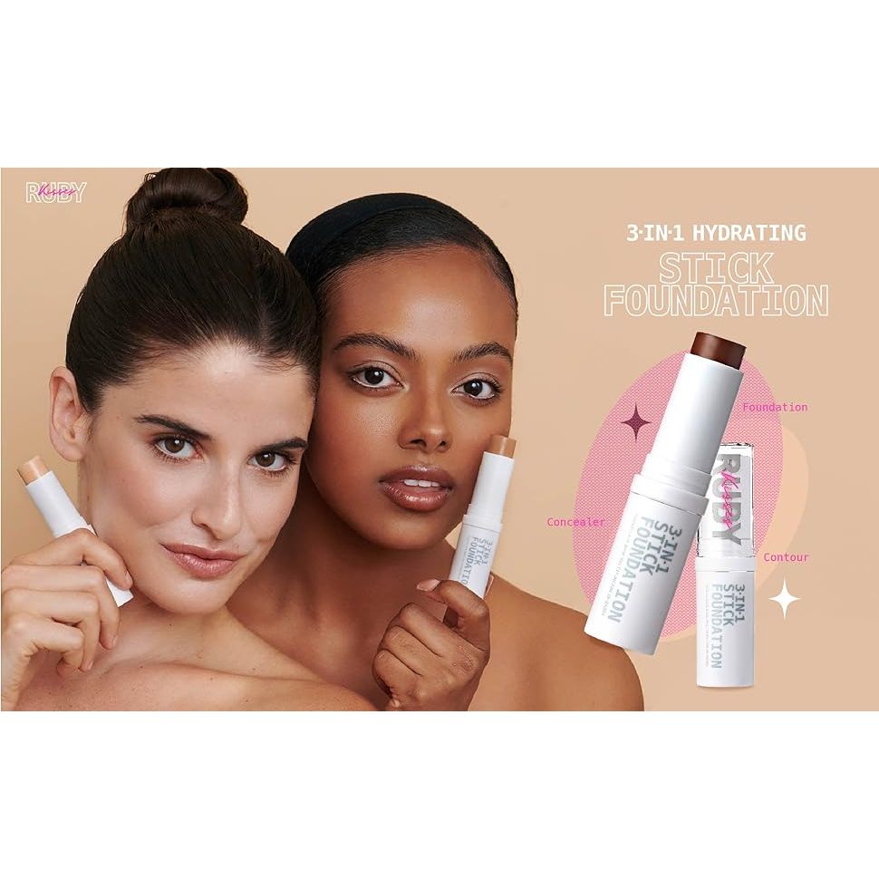 Ruby Kisses 3 - in - 1 Stick Foundation – Foundation, Concealer & Contour In One! | 9.1g / 0.32 oz | 8 Shades - Beauty Exchange Beauty Supply