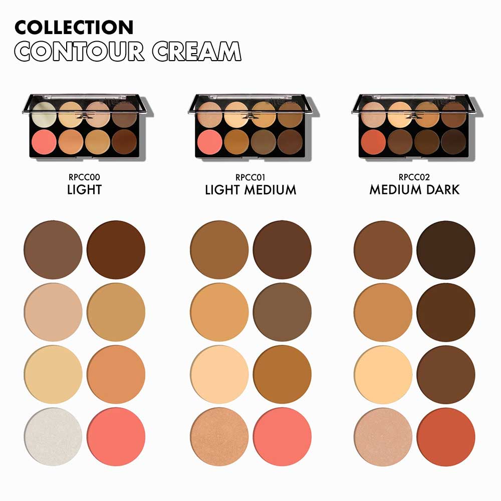 Ruby Kisses 3D Contour Cream Multi - Palette with Highlighter & Blush – Get a Defined Look | 3 Shades - Beauty Exchange Beauty Supply