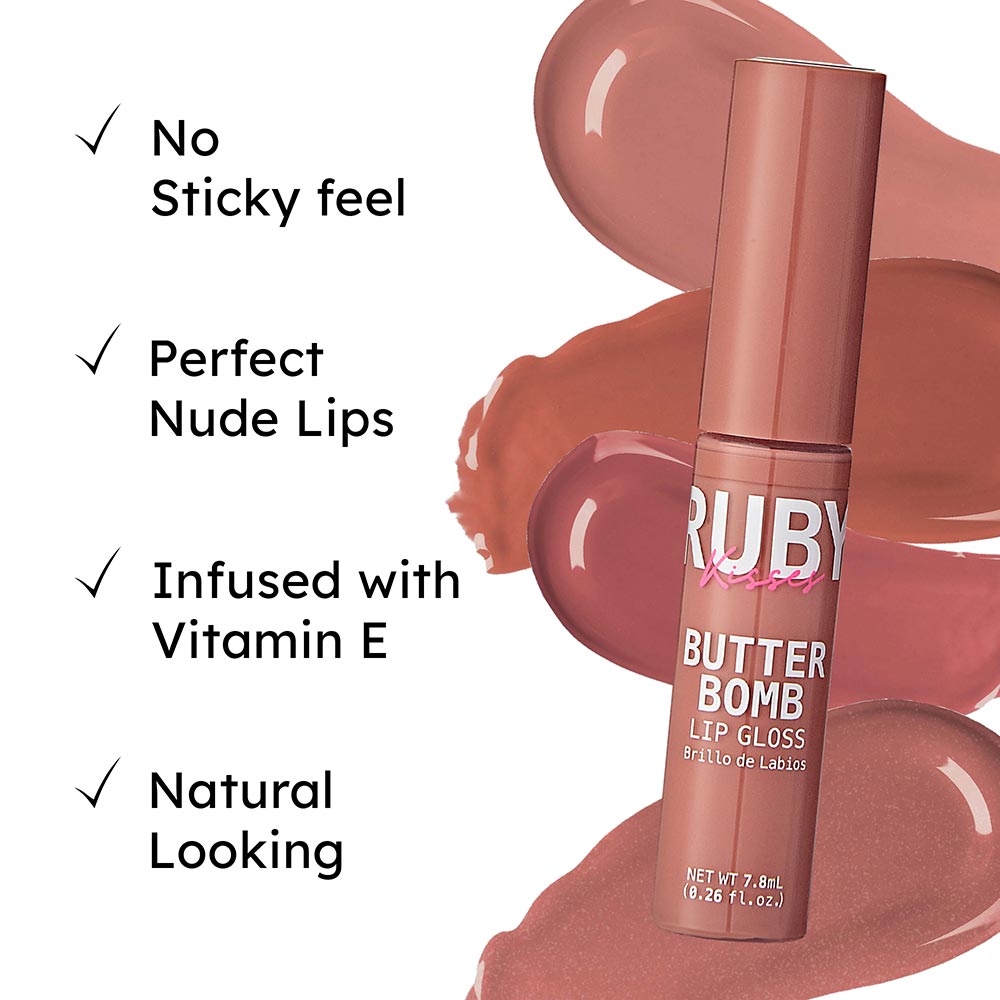Ruby Kisses Butter Bomb Gloss โ Smooth Like Butter, Glossy Like a Dream | 12 Yummy Shades - Beauty Exchange Beauty Supply