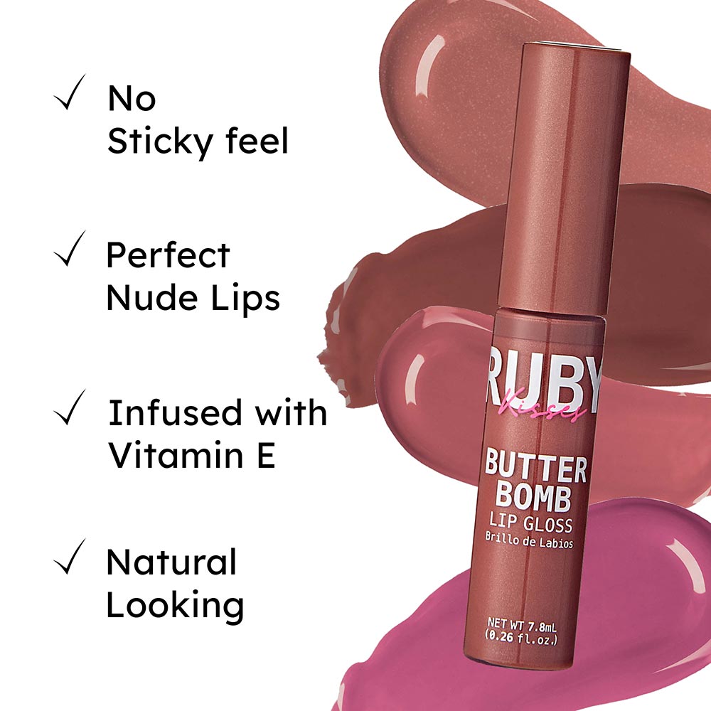 Ruby Kisses Butter Bomb Gloss โ Smooth Like Butter, Glossy Like a Dream | 12 Yummy Shades - Beauty Exchange Beauty Supply