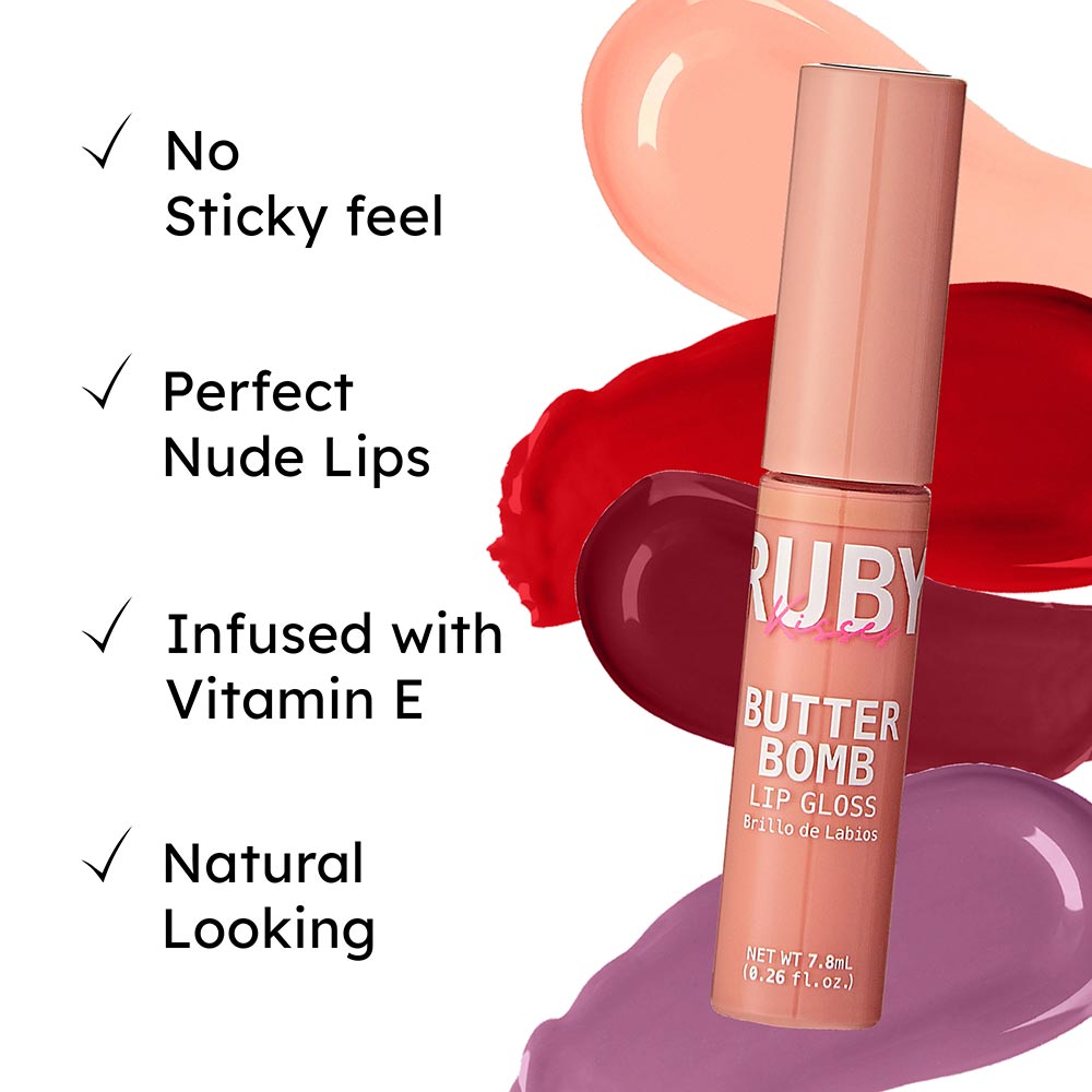 Ruby Kisses Butter Bomb Gloss โ Smooth Like Butter, Glossy Like a Dream | 12 Yummy Shades - Beauty Exchange Beauty Supply